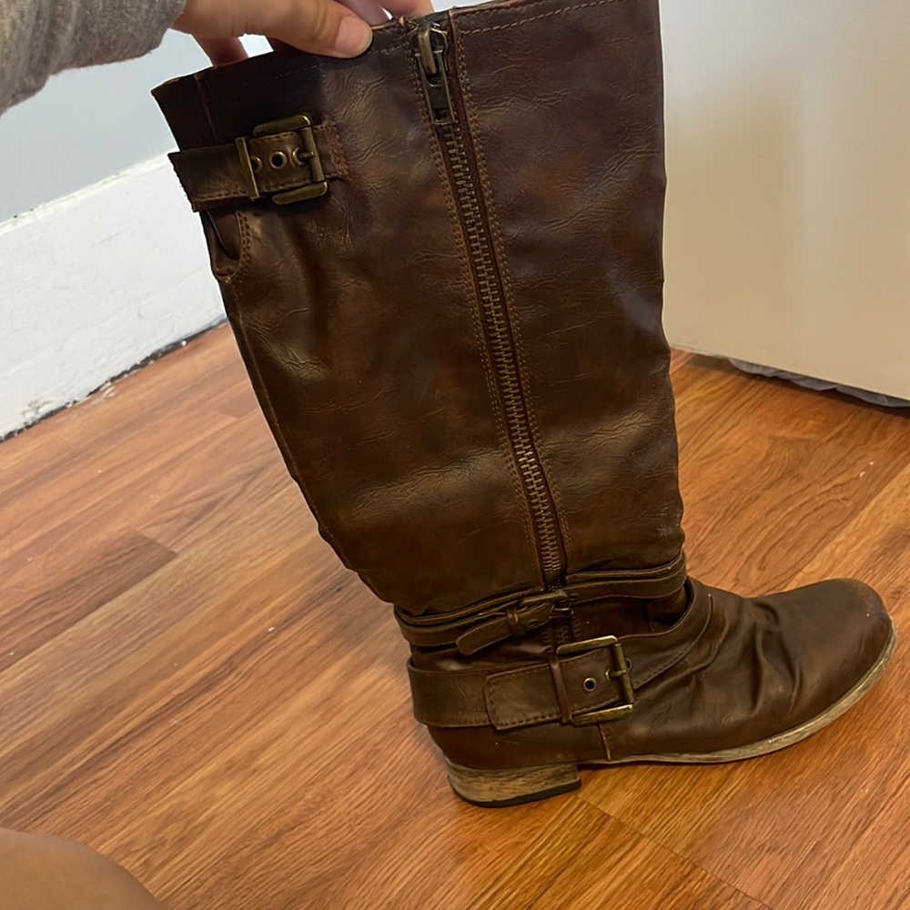 Brown riding boots